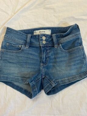 Hollister Blue Low-Rise Shortie Denim Shorts